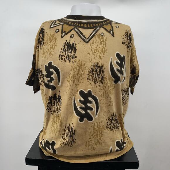 VTG Rare Sun Tees Adinkra Pattern Beige Men’s 2XL T-Shirt - Picture 1 of 10